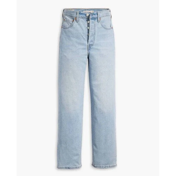 Levi's Premium Ribcage Straight Leg Jeans Women's Size 29 Light Wash Big E - Picture 4 of 8